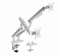 Podwójny uchwyt biurkowy do monitora srebrno-biały SolidHand-FS02