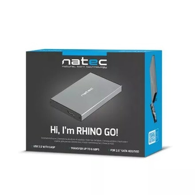 Obudowa, kieszeń zewnętrzna na dysk HDD SSD SATA Natec Rhino Go 2,5'' USB 3.0 szara