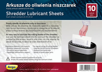 Arkusze do oliwienia niszczarek 10szt./op.