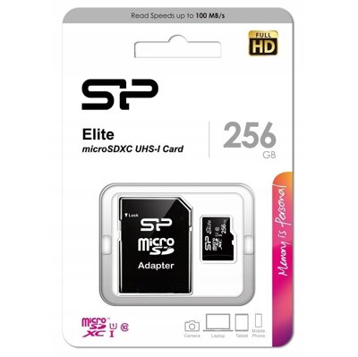 Karta pamięci SiliconPower microSDXC Elite 256 GB + adapter