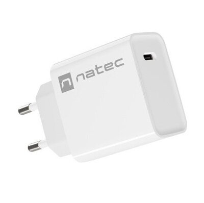 Ładowarka sieciowa Natec RIBERA 20W | 5-12V | 1.66-3A | 1 x USB Typu C PD | Biała