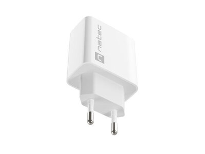 Ładowarka sieciowa Natec RIBERA 20W | 5-12V | 1.66-3A | 1 x USB Typu C PD | Biała