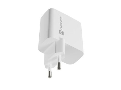 Ładowarka sieciowa Natec RIBERA GAN 45W | 5-20V | 1.5-3A | 1x USB-C PD | 1x USB-A | BIAŁA