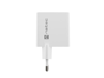 Ładowarka sieciowa Natec RIBERA GAN 45W | 5-20V | 1.5-3A | 1x USB-C PD | 1x USB-A | BIAŁA