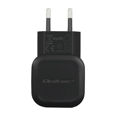 Ładowarka sieciowa Qoltec 50195 12W | 5V | 2.4A | 1xUSB + kabel USB do Micro USB, czarna