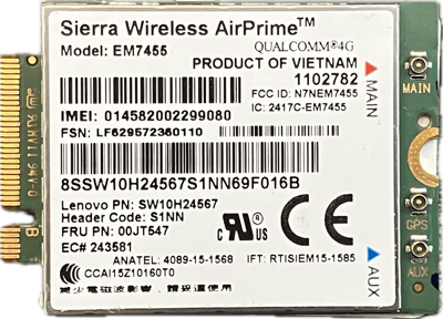 Modem WWAN LTE / Sierra Wireless AirPrime EM7455 00JT547 / do laptopów Lenovo