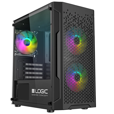 Nowy gamingowy Logic Aramis czarny ARGB MINI AMD Ryzen 5 4500 3,6 GHz / 16 GB / 480 SSD / Win 11 + Nvidia RTX 3060 [8GB] 