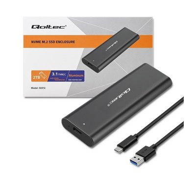 Obudowa / kieszeń zewnętrzna M.2 SATA SSD / NVME / USB typ C Qoltec (50312)