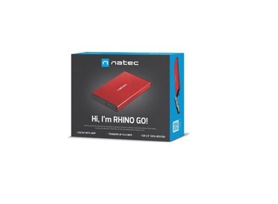 Obudowa, kieszeń zewnętrzna na dysk HDD SSD SATA Natec Rhino Go 2,5'' USB 3.0 czerwona